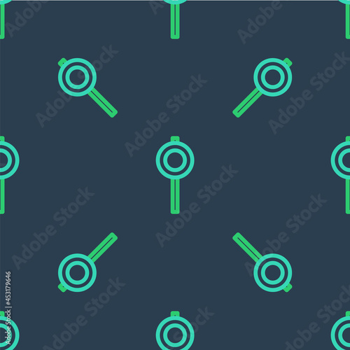 Line Road traffic sign. Signpost icon isolated seamless pattern on blue background. Pointer symbol. Street information sign. Direction sign. Vector
