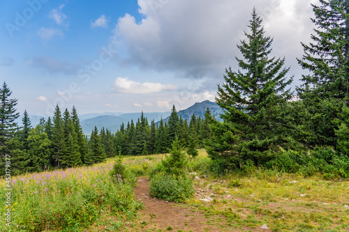 Beautiful nature at the top of Mount Jeremel in the South Urals, Russia.