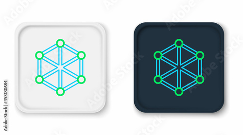 Line Blockchain technology icon isolated on white background. Cryptocurrency data. Abstract geometric block chain network technology business. Colorful outline concept. Vector