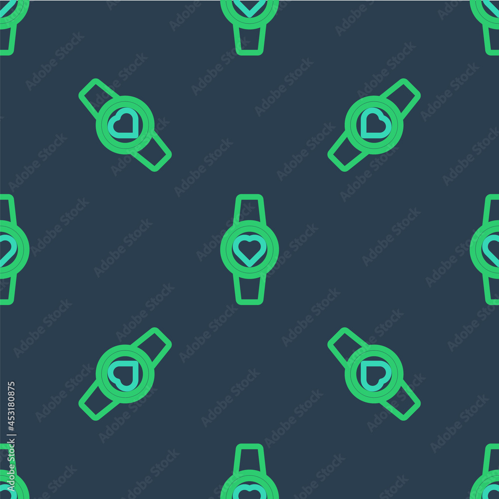 Line Smartwatch icon isolated seamless pattern on blue background. Vector Line Smartwatch icon isolated seamless pattern on blue background. Vector