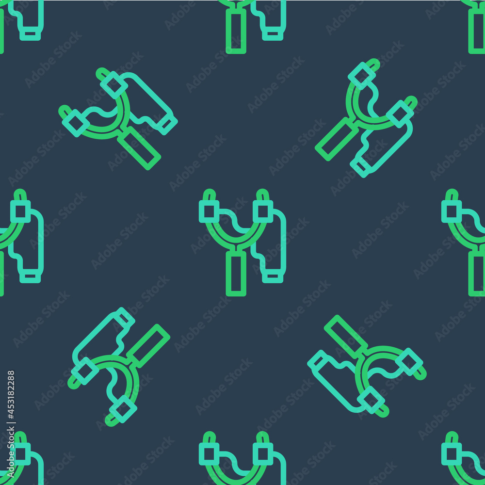 Line Slingshot icon isolated seamless pattern on blue background. Vector Line Slingshot icon isolated seamless pattern on blue background. Vector