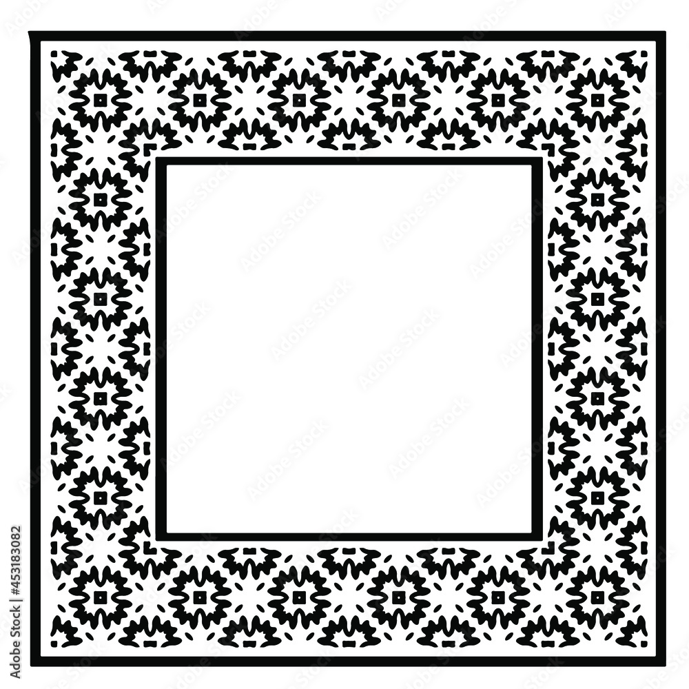 Black and white rectangle frame with linear border ornament, vector certificate template, decorative design element in retro style. Black and white rectangle frame with linear border ornament, vector certificate template, decorative design element in retro style.