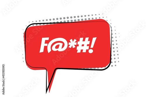 Comic speech bubble with swear words symbols Vector bad speech language icon illustration Black talk bubble with censored text isolated on white background Design element for hate banner, poster, meme