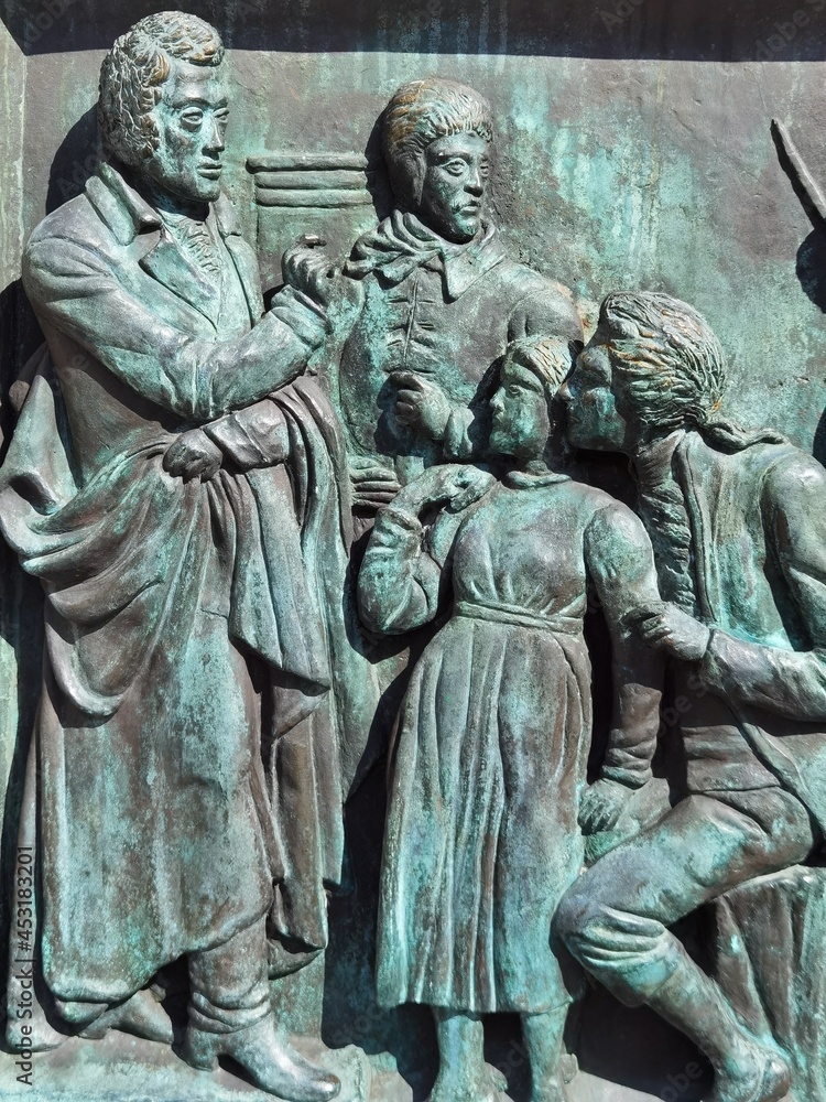 Fototapeta premium Important moments in history depicted on copper