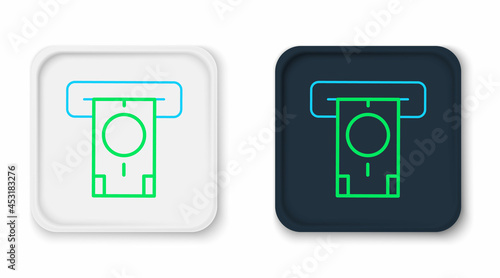 Line ATM - Automated teller machine and money icon isolated on white background. Colorful outline concept. Vector