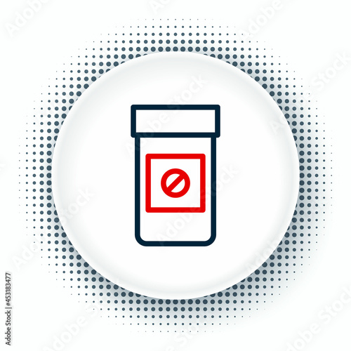 Line Sports doping, anabolic drugs icon isolated on white background. Anabolic steroids tablet. Pills in jar. Colorful outline concept. Vector