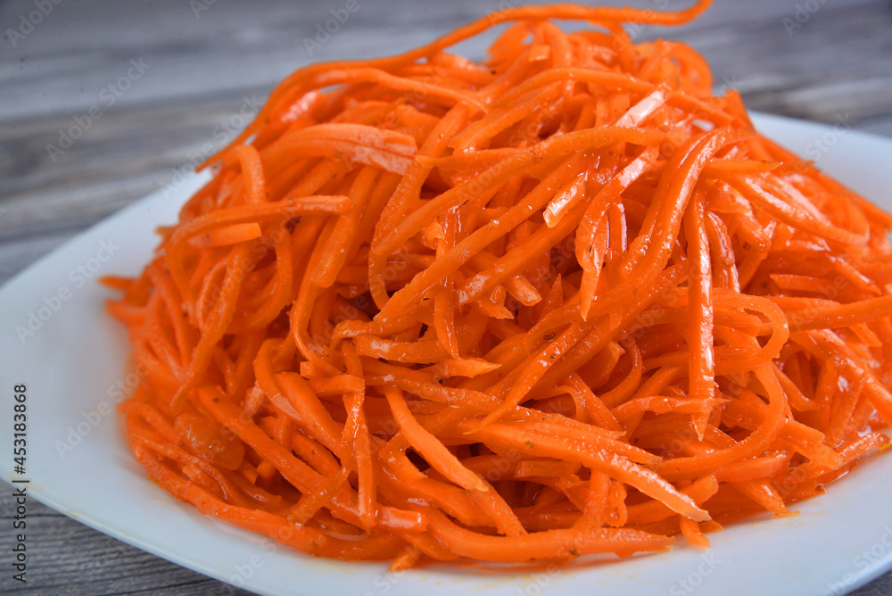 Korean food pickle on white plate closeup vegetarian food Korean food pickle on white plate closeup vegetarian food