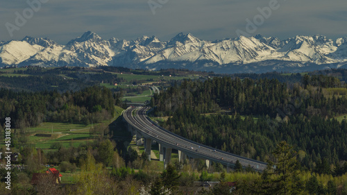 Panorama of the Tatra Mountains with the Zakopianka road © spacer.z.aparatem 