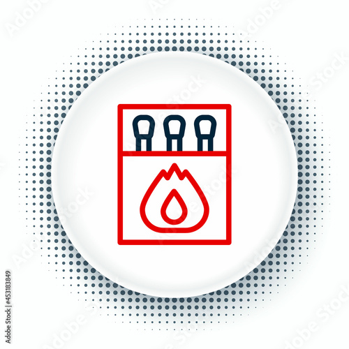 Line Open matchbox and matches icon isolated on white background. Colorful outline concept. Vector