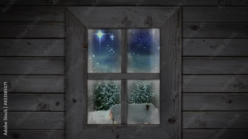 Animation of window view and christmas decoration Animation of window view and christmas decoration