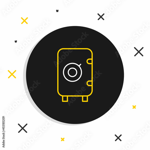 Line Safe icon isolated on white background. The door safe a bank vault with a combination lock. Reliable Data Protection. Colorful outline concept. Vector