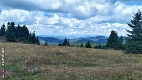 Panorama of mountain Ozren seen from peak Bukovik, near Sarajevo, Bosnia and Herzegovina