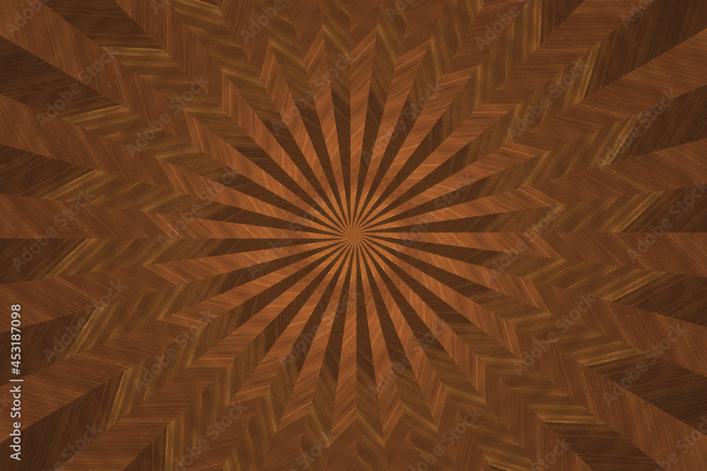 Dark Brown wood marquetry in ornamental islamic pattern
