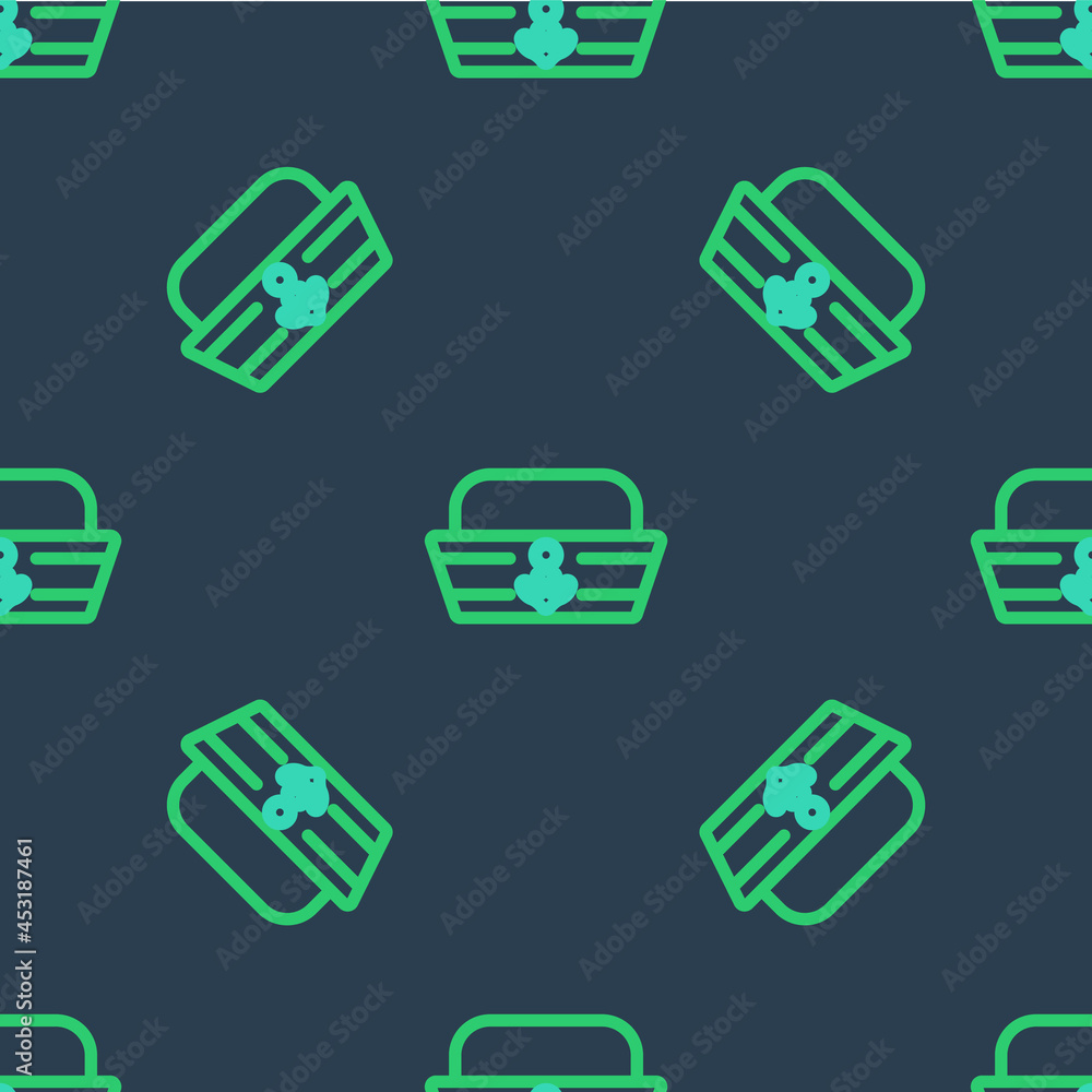 Line Sailor hat icon isolated seamless pattern on blue background. Vector Line Sailor hat icon isolated seamless pattern on blue background. Vector