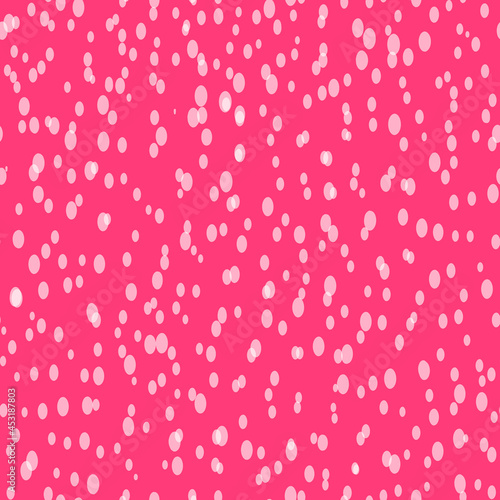 Abstract hand drown polka dots background. Pink dotted seamless pattern with white circles. Template design for invitation, poster, card, flyer, textile, fabric