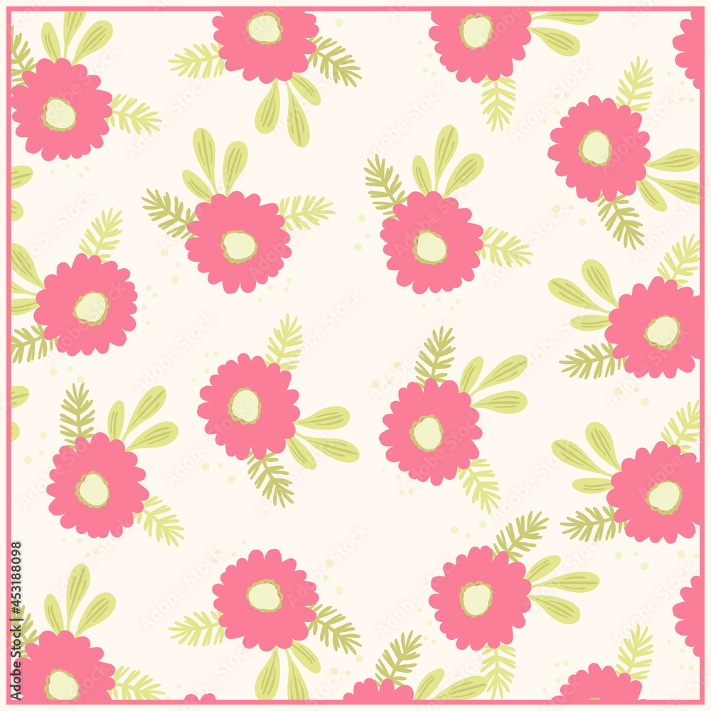 Print for kerchief, bandana, scarf, handkerchief, shawl, neck scarf. Squared pattern with ornament for fabric, textile, silk products. Paisley vector with flowers in nordic style.Floral folk tracery Print for kerchief, bandana, scarf, handkerchief, shawl, neck scarf. Squared pattern with ornament for fabric, textile, silk products. Paisley vector with flowers in nordic style.Floral folk tracery