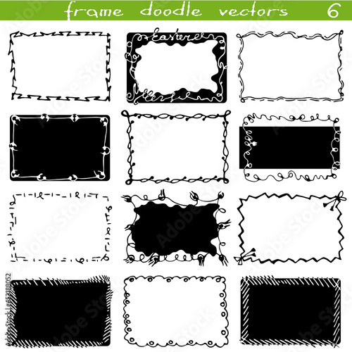 A set of decorative silhouette doodle frames.
Rectangular sublimations.Black. Ornaments, strokes, curls and lines. Making gifts, packaging. Creating a mask in digital design.Halloween, New year