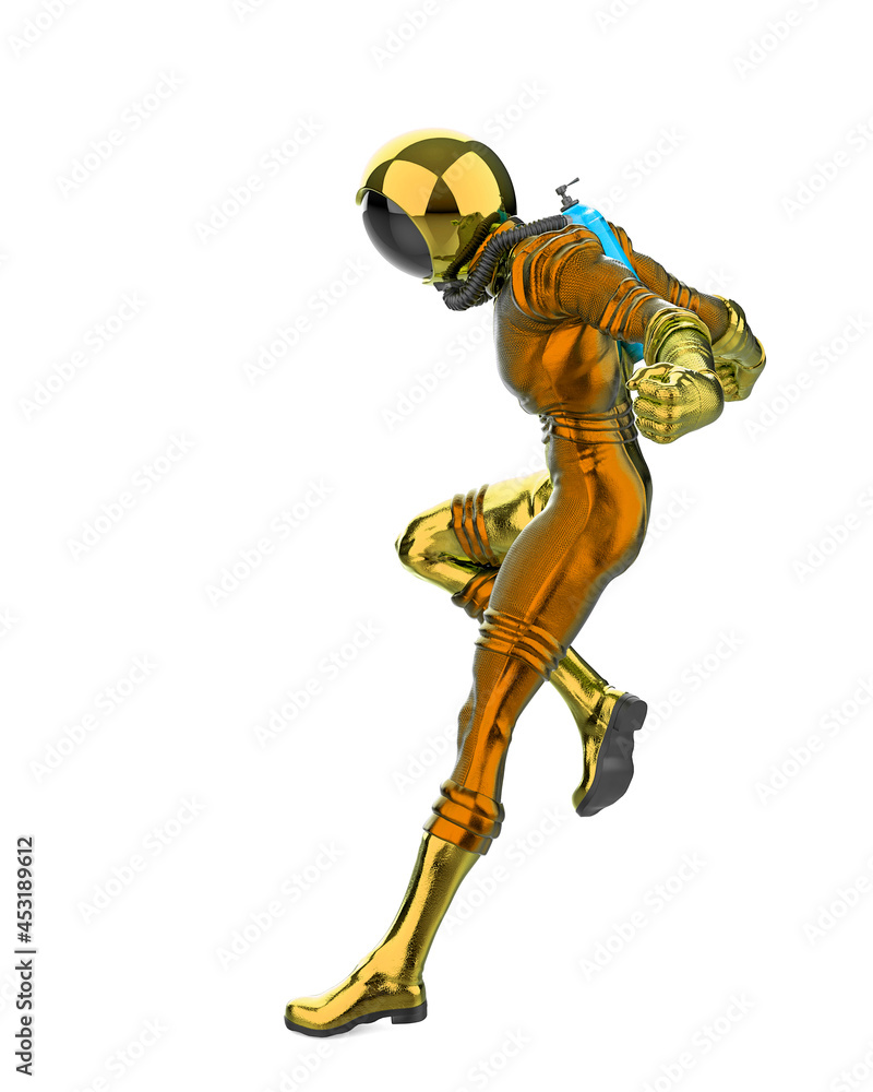 retro astronaut is landing side view retro astronaut is landing side view