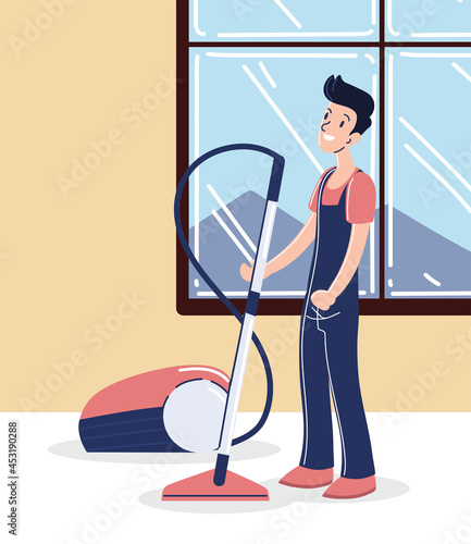man fixing vacuum