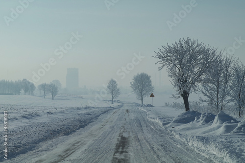 Krajobraz zimowy w Wschodniej Europie.