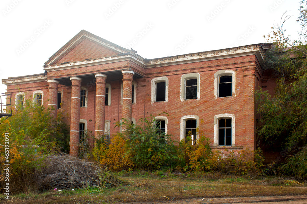 the ruins of the old brick Lutheran church of the Volga Germans