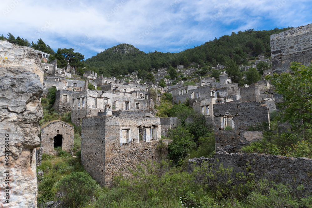Kayakoy ghost village. Turkey's abandoned houses. The Ghost Town of Kayakoy. Abandoned religious ghost city