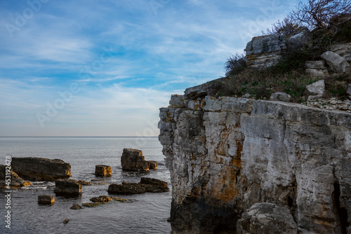 Cliffs and reefs on the Turkish Black Sea coast at sunrise