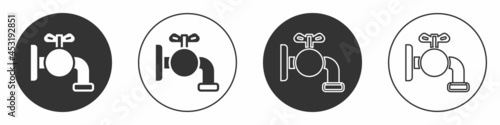 Black Tap for a barrel icon isolated on white background. Circle button. Vector