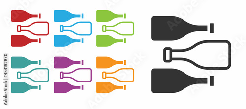 Black Bottles of wine icon isolated on white background. Set icons colorful. Vector