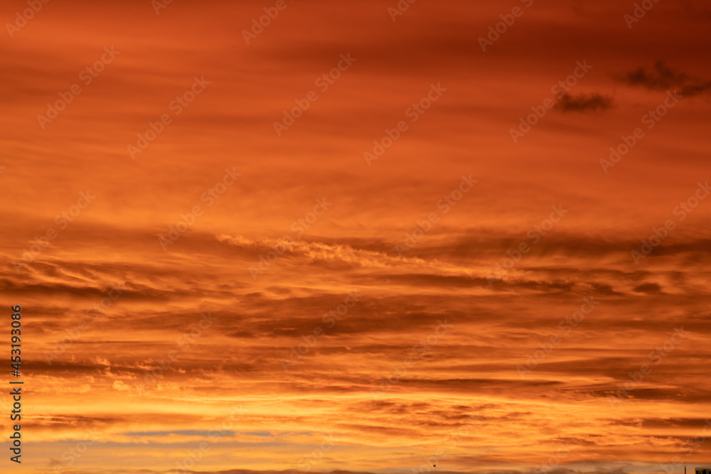 sunset in the desert orange
