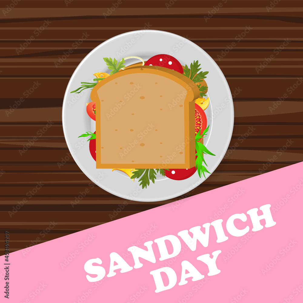 Sandwich on a plate, vector art illustration. Sandwich on a plate, vector art illustration.