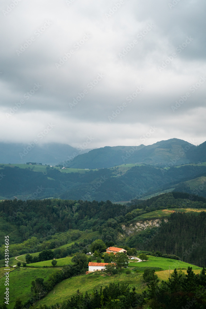 typical basque country rural landscape