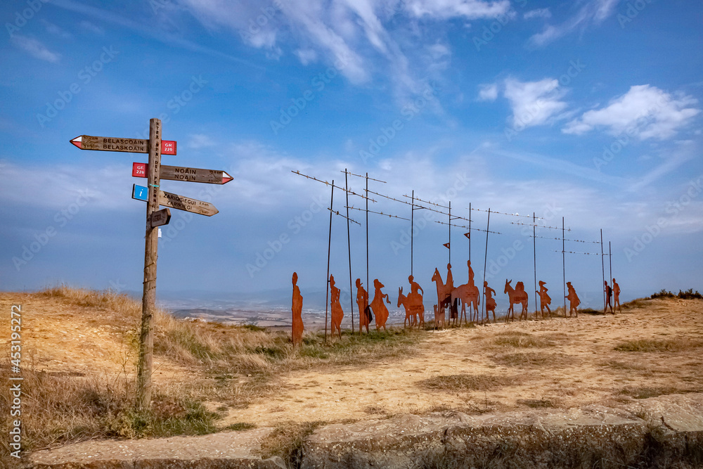 The Perdon Summit Alto de Perdon Sculpture as Homage to the Pilgrimage along the French Way of the Way of St James Trail Camino de Santiago Medieval Pilgrimage in Spain The Perdon Summit Alto de Perdon Sculpture as Homage to the Pilgrimage along the French Way of the Way of St James Trail Camino de Santiago Medieval Pilgrimage in Spain