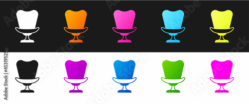 Set Armchair icon isolated on black and white background. Vector