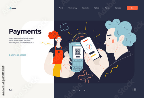 Business topics - payments, web template. Modern flat vector
