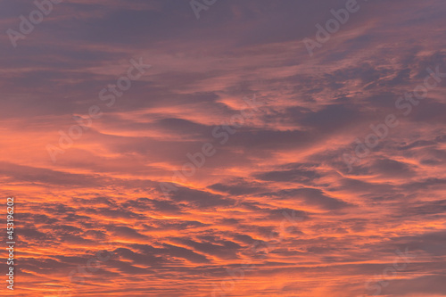 Cloudscape during sunset in Warsaw city, Poland