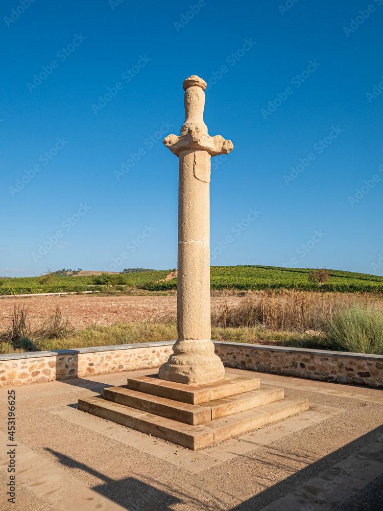 Ancient Crucero Stone Way Cross Post Marking the Way of St James Pilgrim Trail Camino de Santiago Ancient Crucero Stone Way Cross Post Marking the Way of St James Pilgrim Trail Camino de Santiago