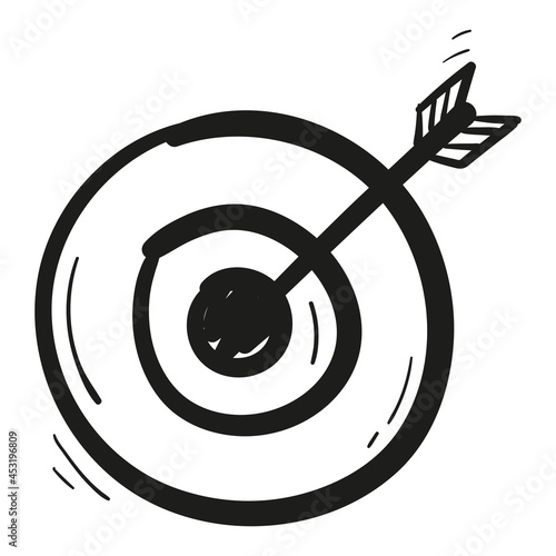 hand drawn goal and achievement icon in doodle style isolated