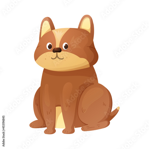 Isolated vector image of a cute cartoon sitting pooch dog.