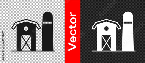 Black Farm house icon isolated on transparent background. Vector