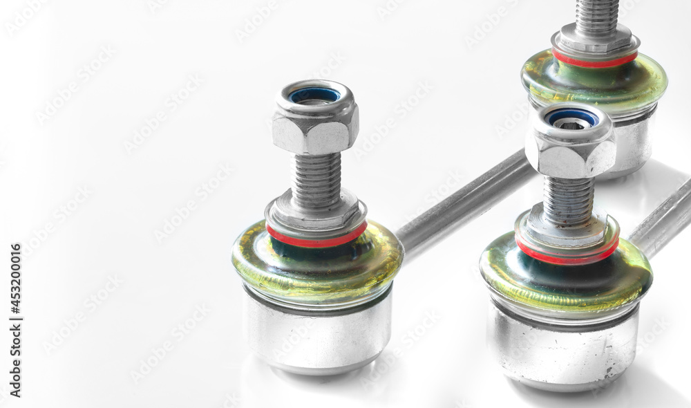 two rack stabilizer of front car suspension on white background two rack stabilizer of front car suspension on white background