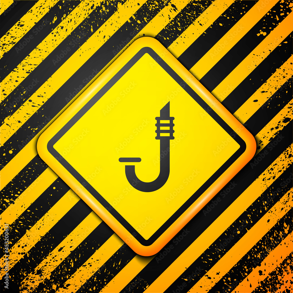 Black Snorkel icon isolated on yellow background. Diving underwater equipment. Warning sign. Vector Black Snorkel icon isolated on yellow background. Diving underwater equipment. Warning sign. Vector