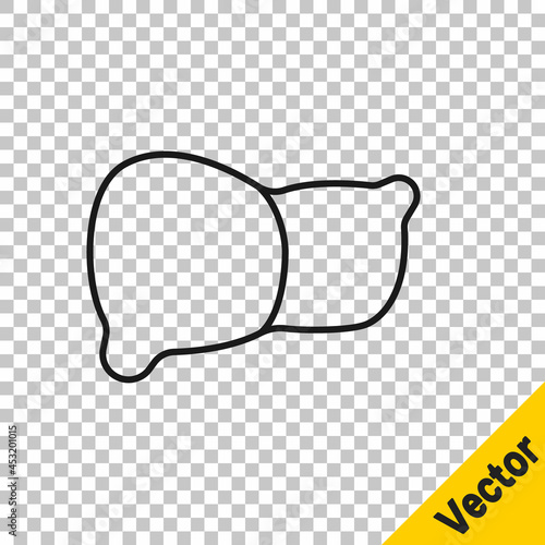 Black line Human organ liver icon isolated on transparent background. Vector