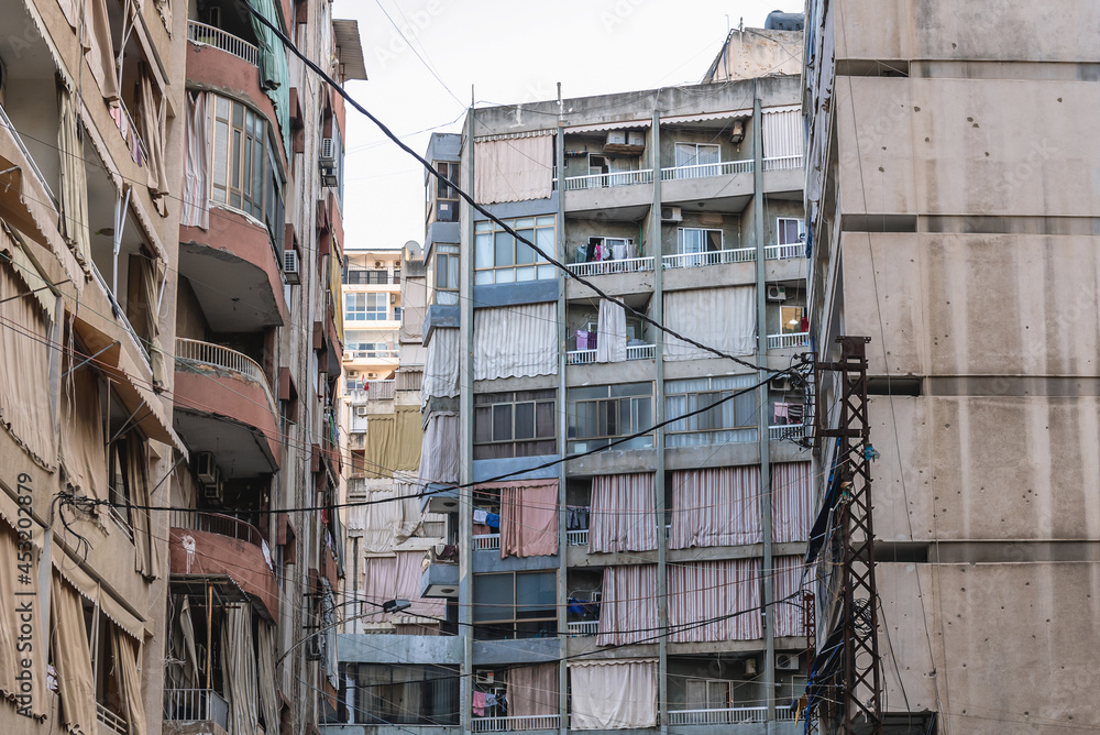 Old residential buildings in Snoubra district of Beirut capital city, Lebanon