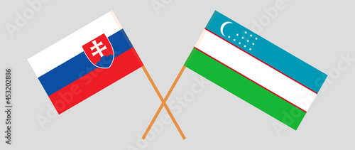 Photography Crossed flags of Slovakia and Uzbekistan