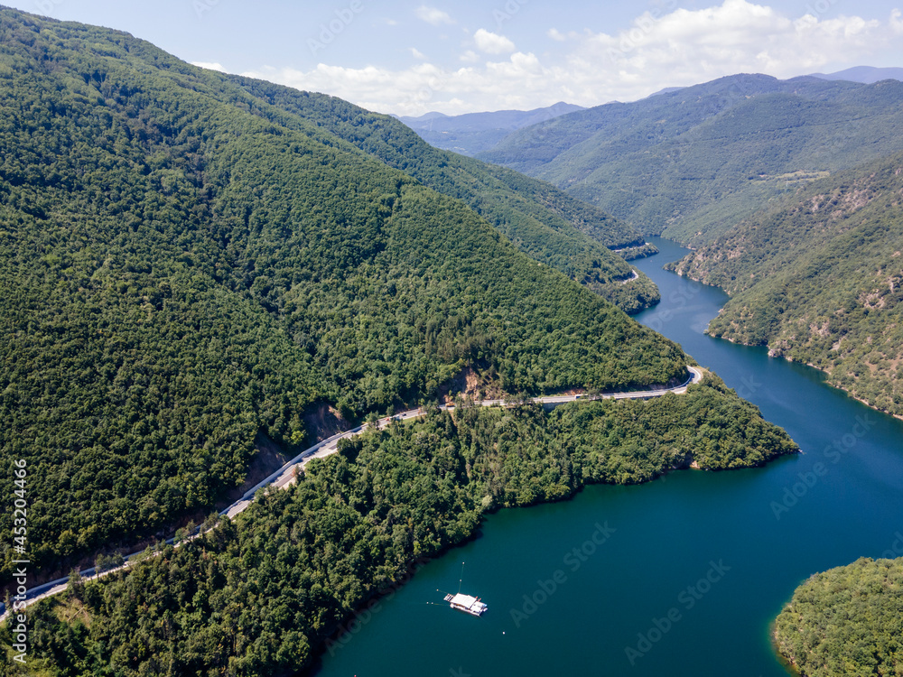 Aerial view of The Vacha (Antonivanovtsi) Reservoir, Region, Bulgaria