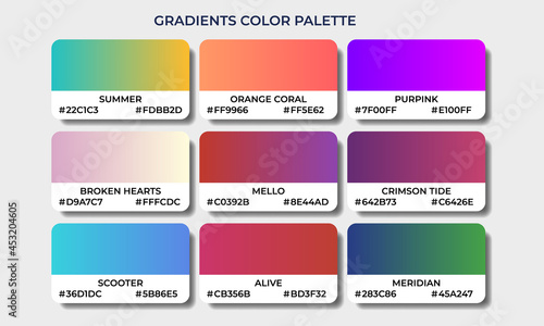 gradient color palettes pantone swatch sets