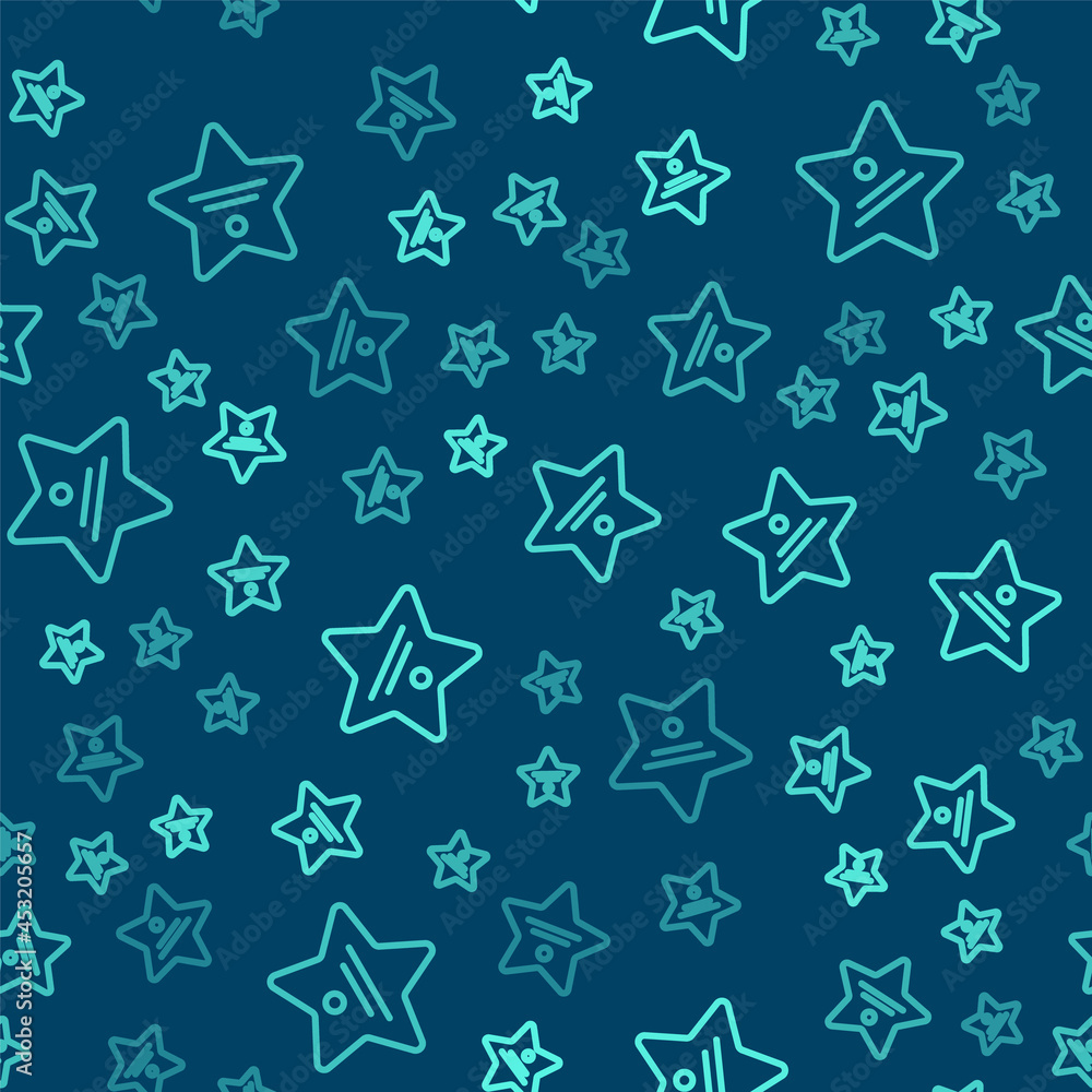Green line Walk of fame star on celebrity boulevard icon isolated seamless pattern on blue background. Hollywood, famous sidewalk, boulevard actor. Vector Green line Walk of fame star on celebrity boulevard icon isolated seamless pattern on blue background. Hollywood, famous sidewalk, boulevard actor. Vector