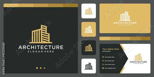 architectural building logo with real estate logo design template. icons for real estate businesses, buildings, luxury businesses. premium Vectors. business card.
