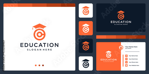 College, Graduation cap, Campus, Education logo design with initial letter C graphic vector illustration. Symbol, icon, creative.